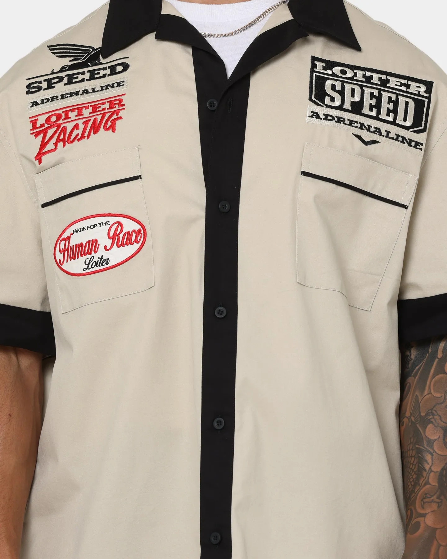 Loiter Daytona Mechanic Button Up Shirt Stone