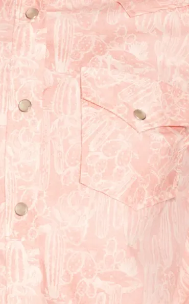 LONG SLEEVE WESTERN SNAP SHIRT IN PINK PRINT