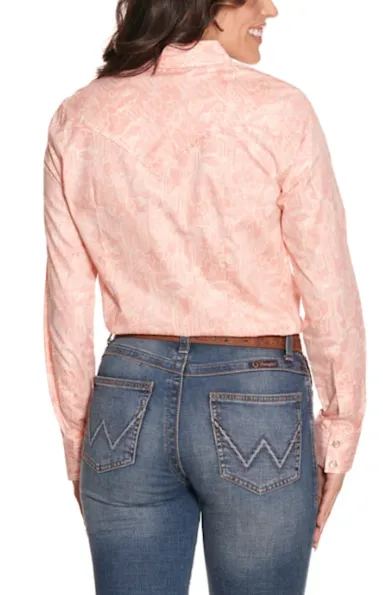 LONG SLEEVE WESTERN SNAP SHIRT IN PINK PRINT