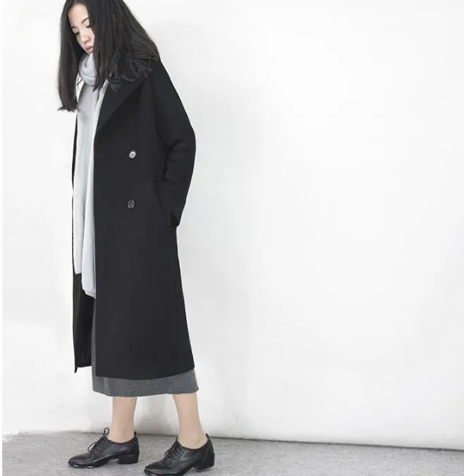 Long Women Wool Coat Double Face Winter Woolen  Coat /1100