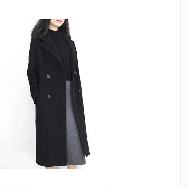 Long Women Wool Coat Double Face Winter Woolen  Coat /1100