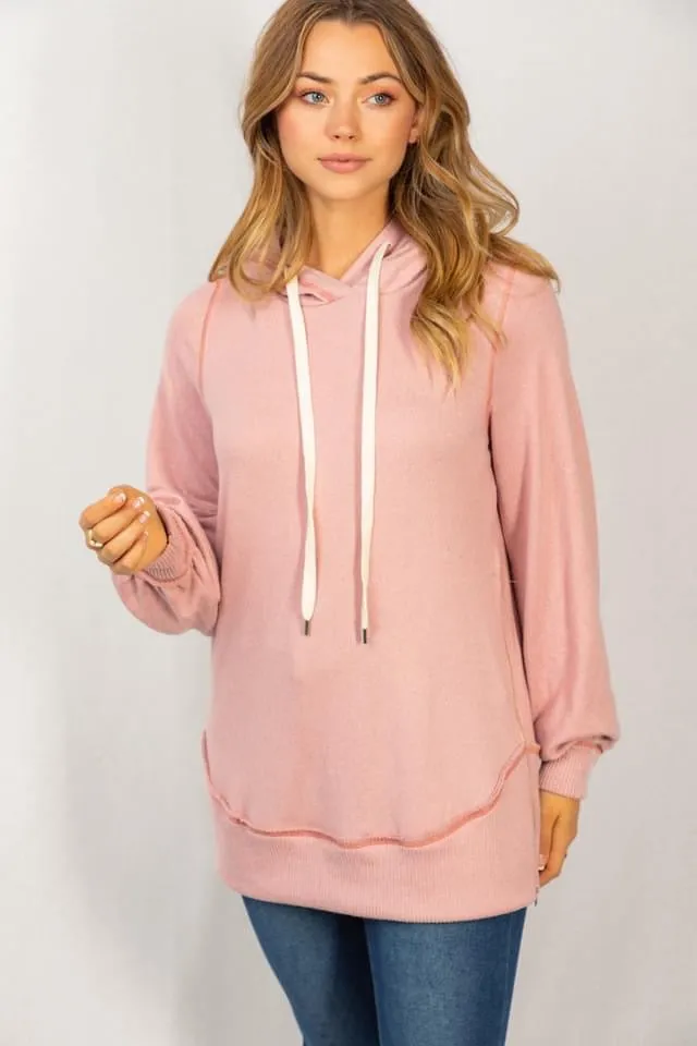 Lost With You Mauve Zipper Hoodie