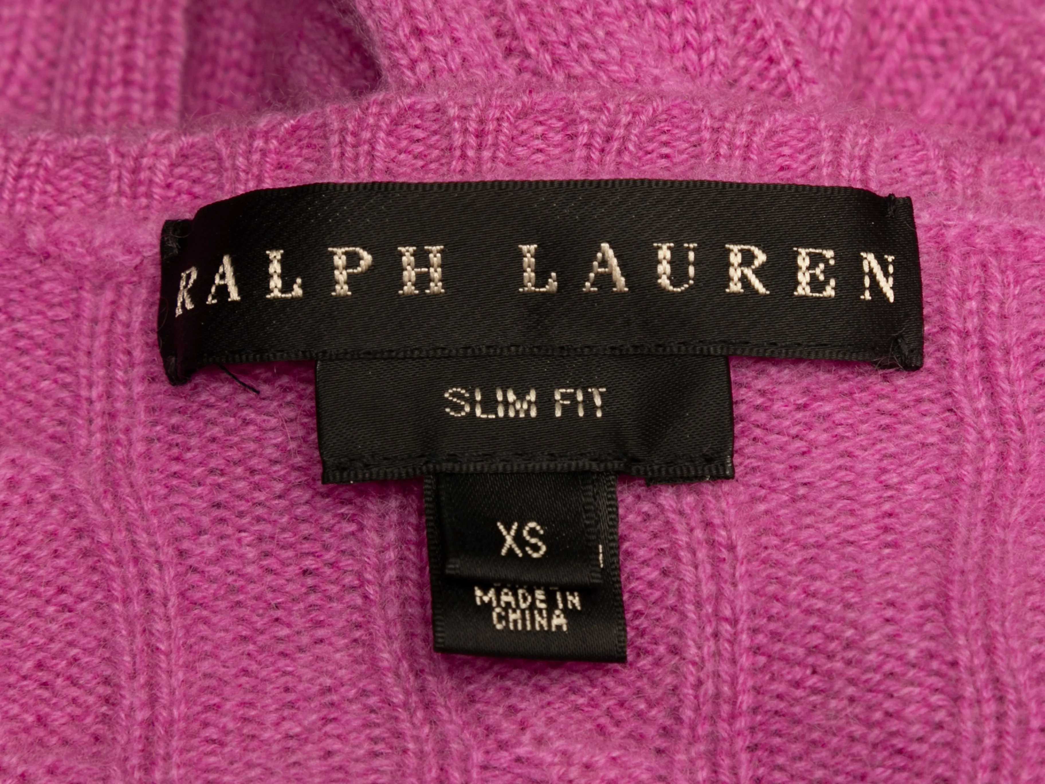 Magenta Ralph Lauren Black Label Cable Knit Cashmere Sweater Size US XS