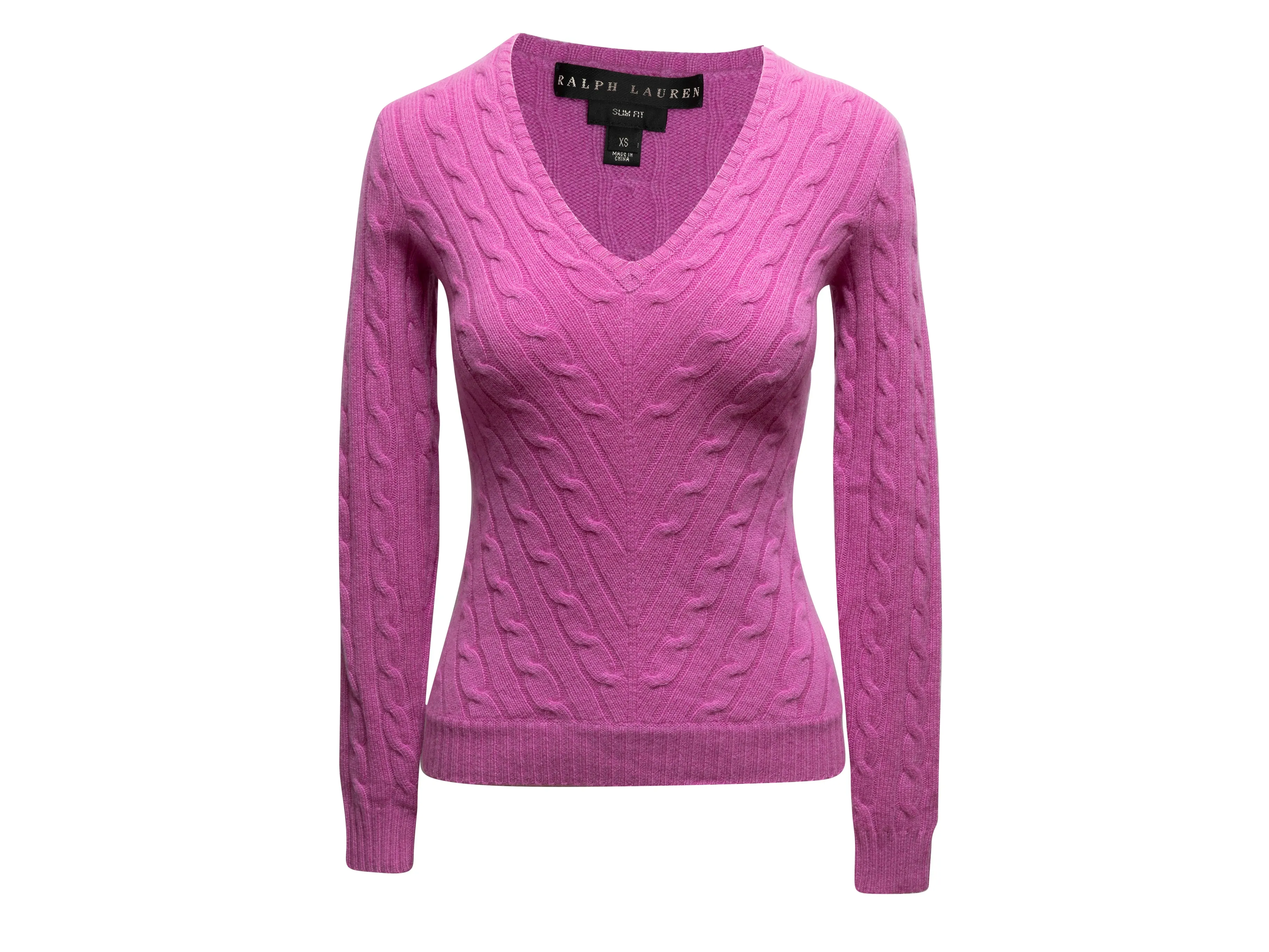 Magenta Ralph Lauren Black Label Cable Knit Cashmere Sweater Size US XS