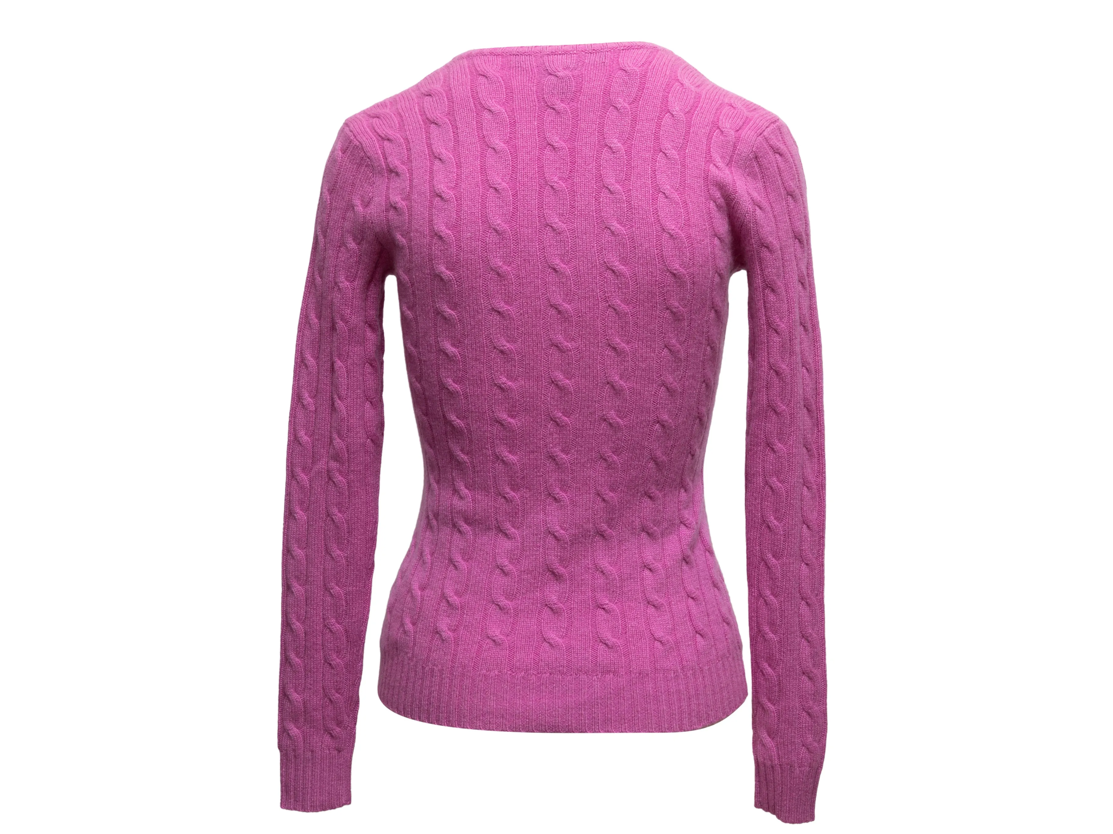 Magenta Ralph Lauren Black Label Cable Knit Cashmere Sweater Size US XS