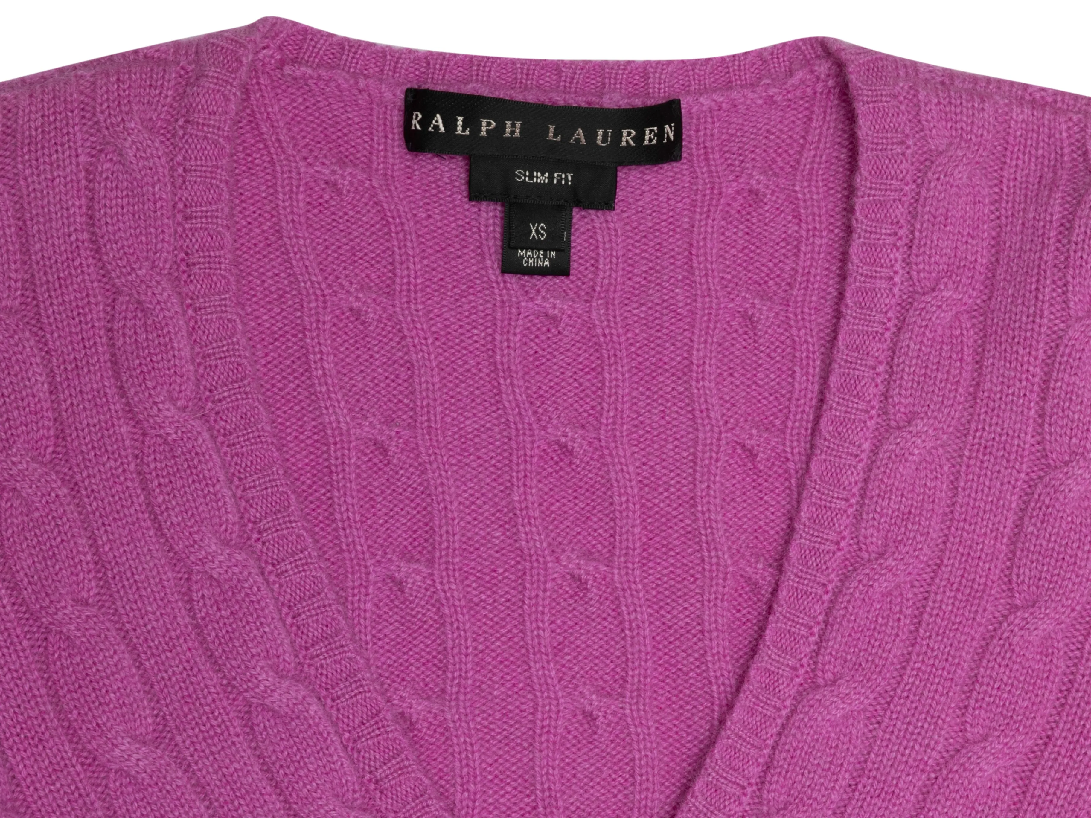 Magenta Ralph Lauren Black Label Cable Knit Cashmere Sweater Size US XS