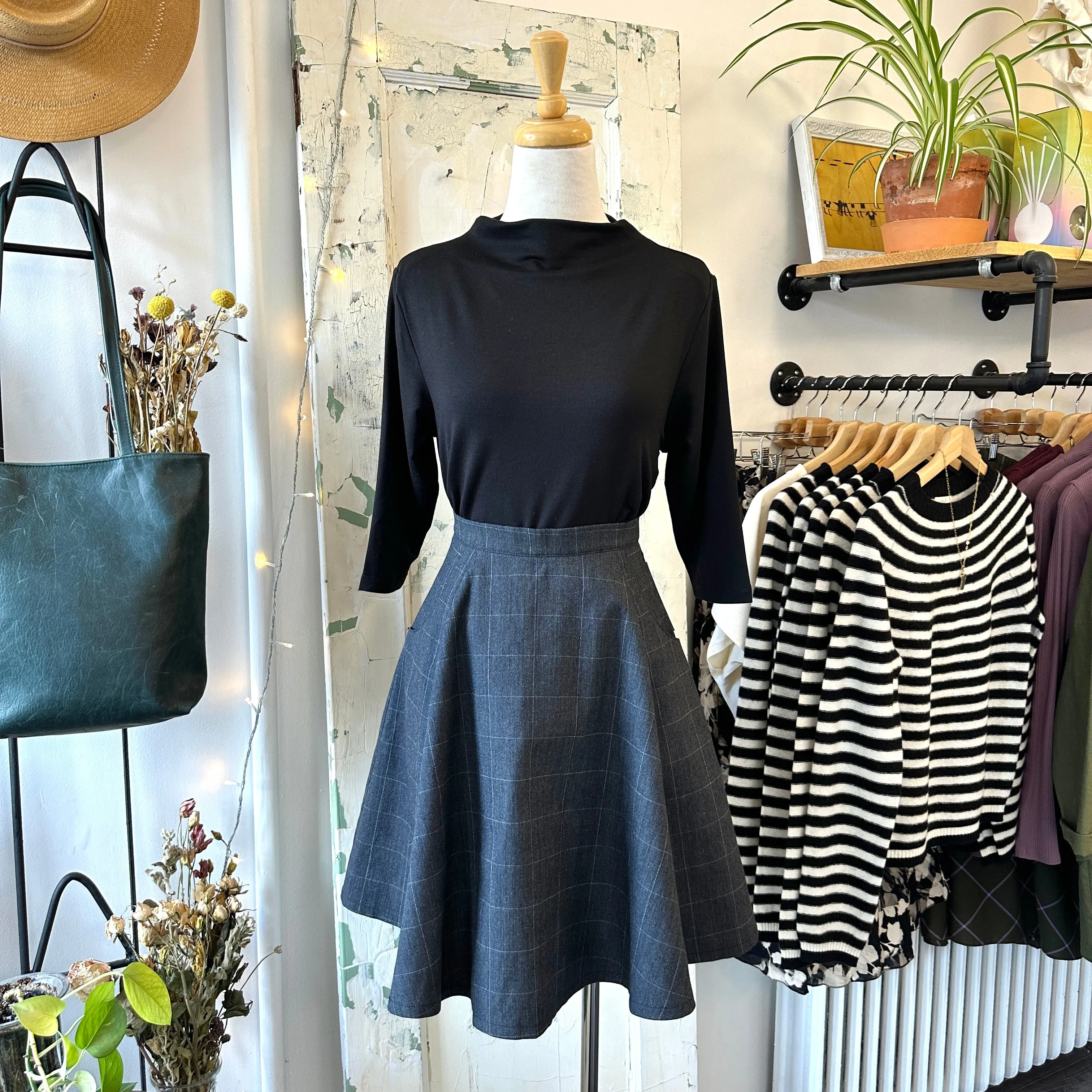 Meemoza // Daisy Skirt Charcoal Plaid Wool