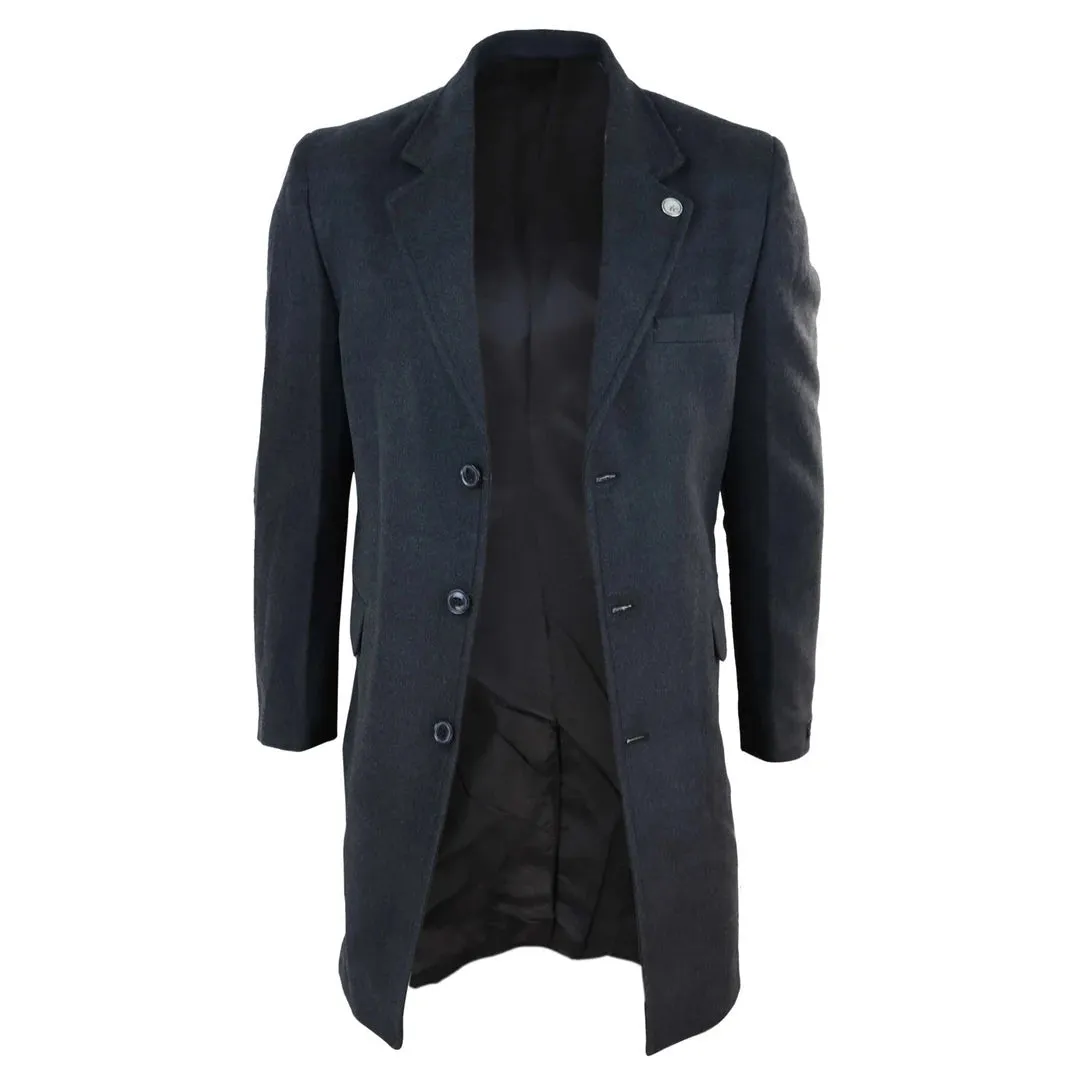 Men's 3/4 Long Overcoat Jacket Wool Feel Coat Blinders