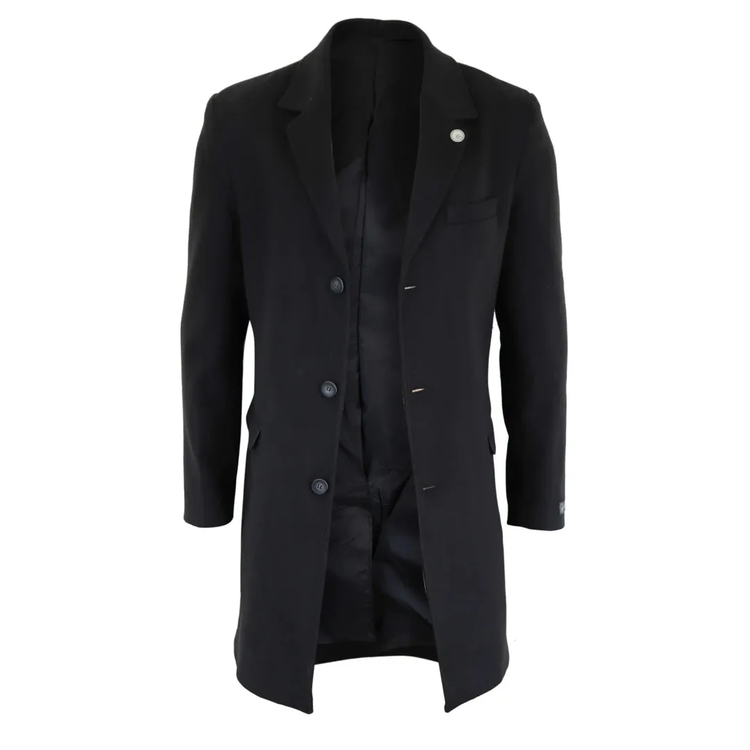 Men's 3/4 Long Overcoat Jacket Wool Feel Coat Blinders