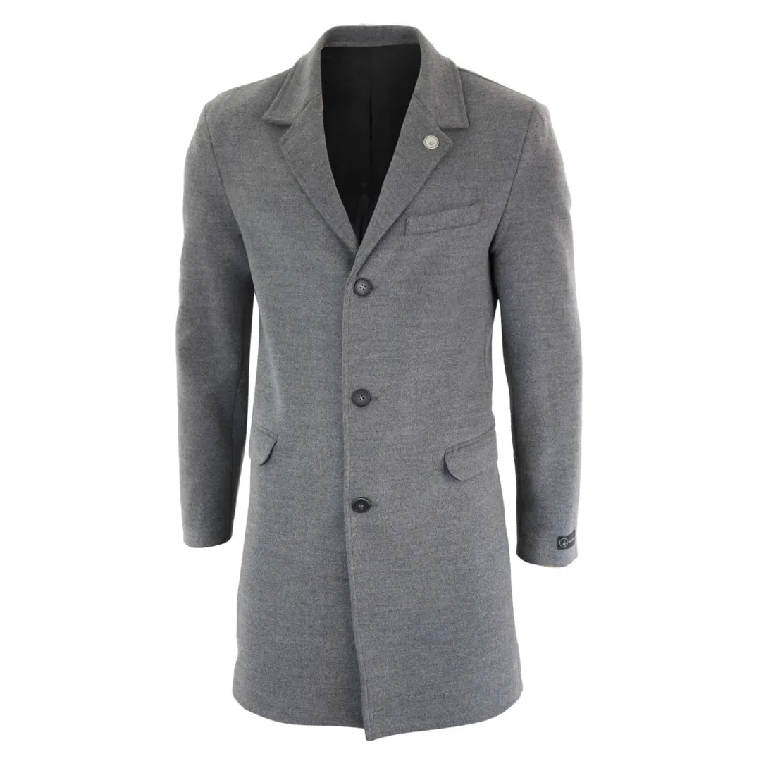 Men's 3/4 Long Overcoat Jacket Wool Feel Coat Blinders