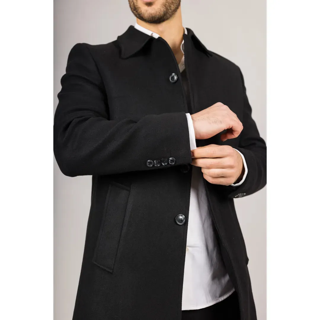 Men's Classic Collar Wool Blend Overcoat