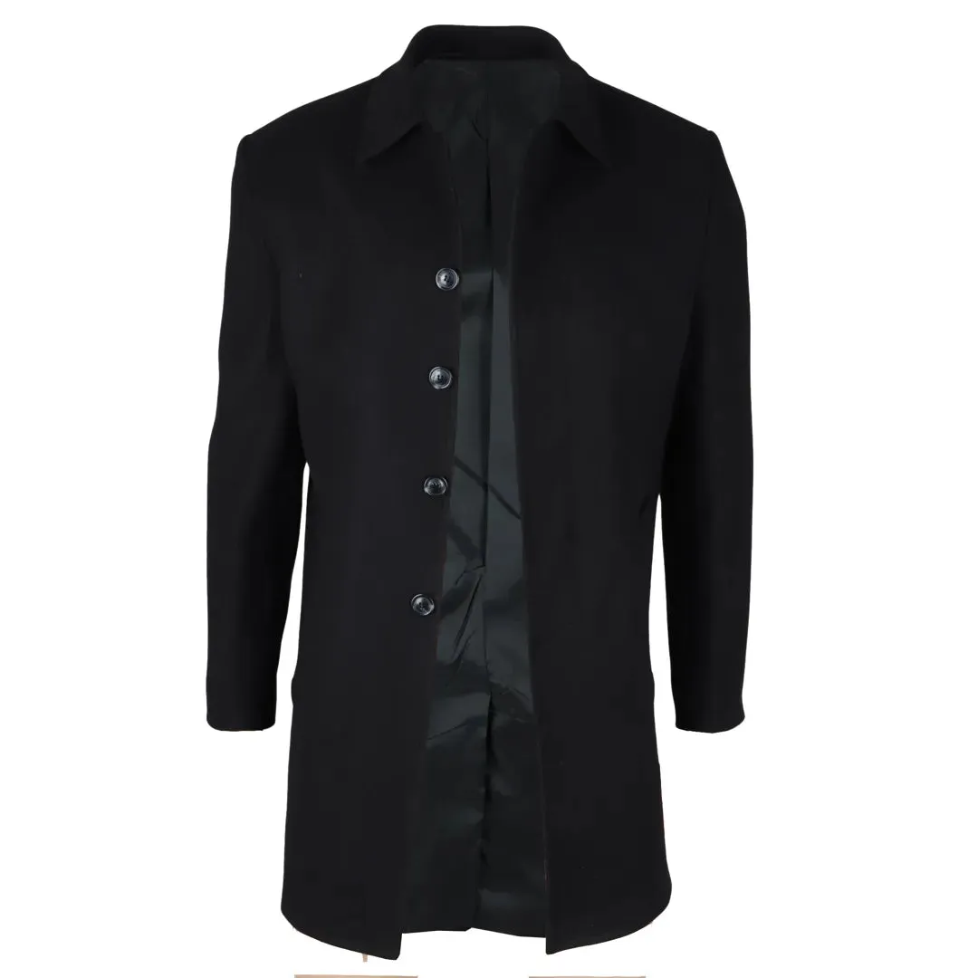 Men's Classic Collar Wool Blend Overcoat