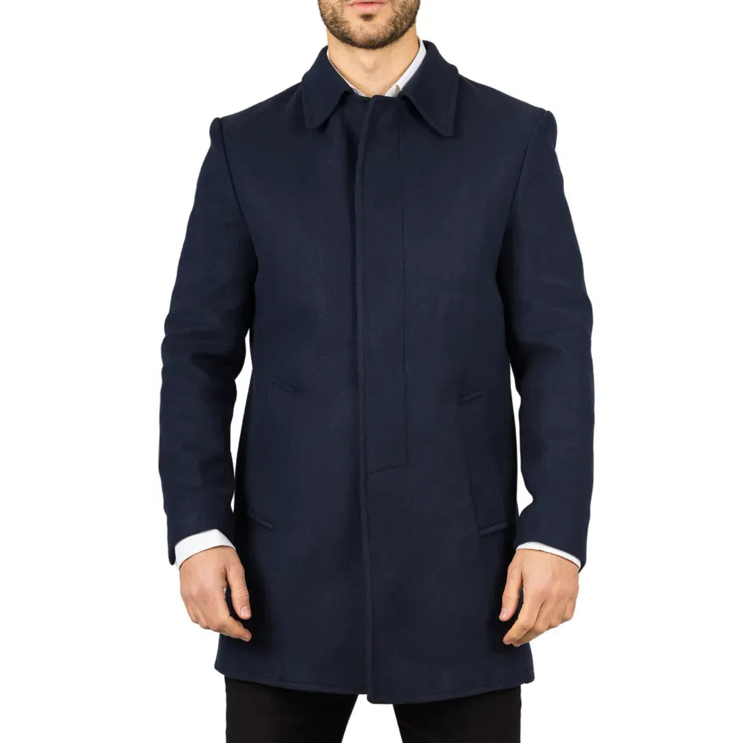 Men's Classic Collar Wool Blend Overcoat