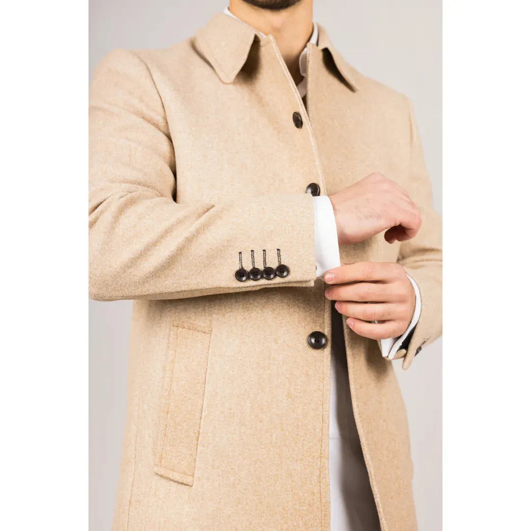 Men's Classic Collar Wool Blend Overcoat