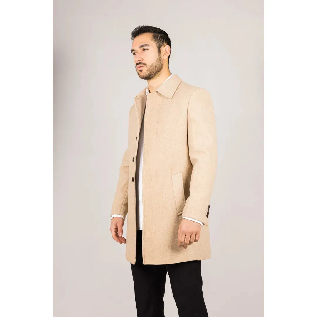 Men's Classic Collar Wool Blend Overcoat