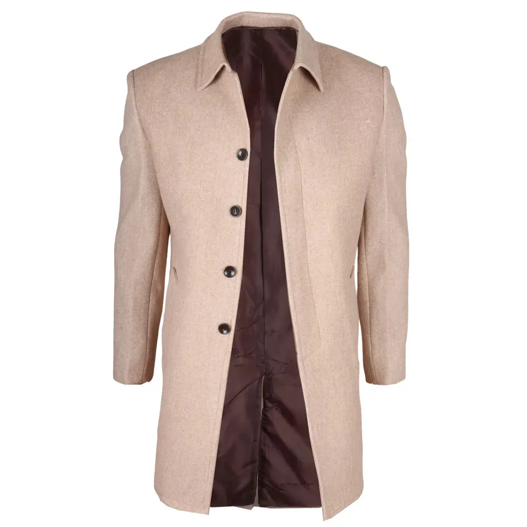 Men's Classic Collar Wool Blend Overcoat