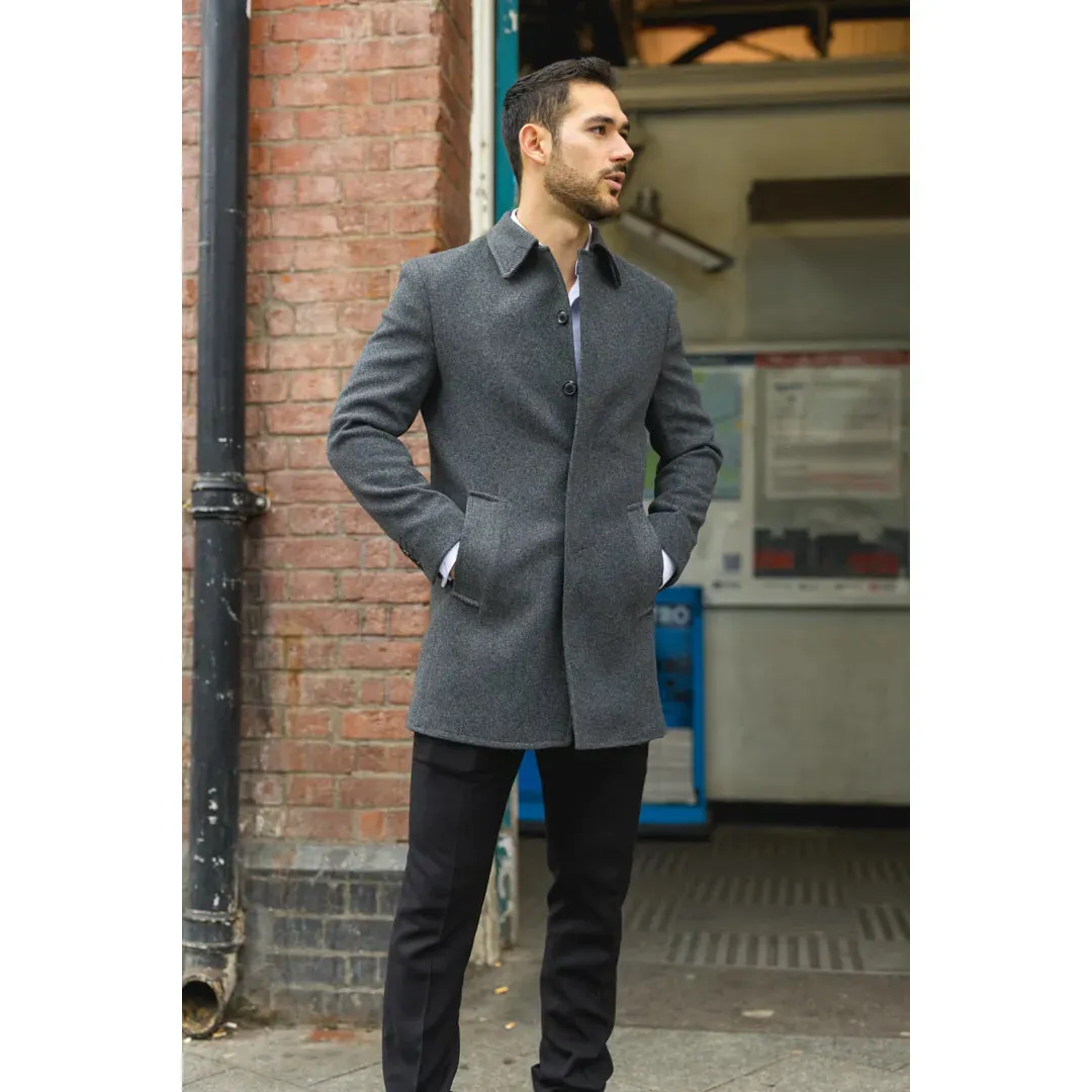 Men's Classic Collar Wool Blend Overcoat