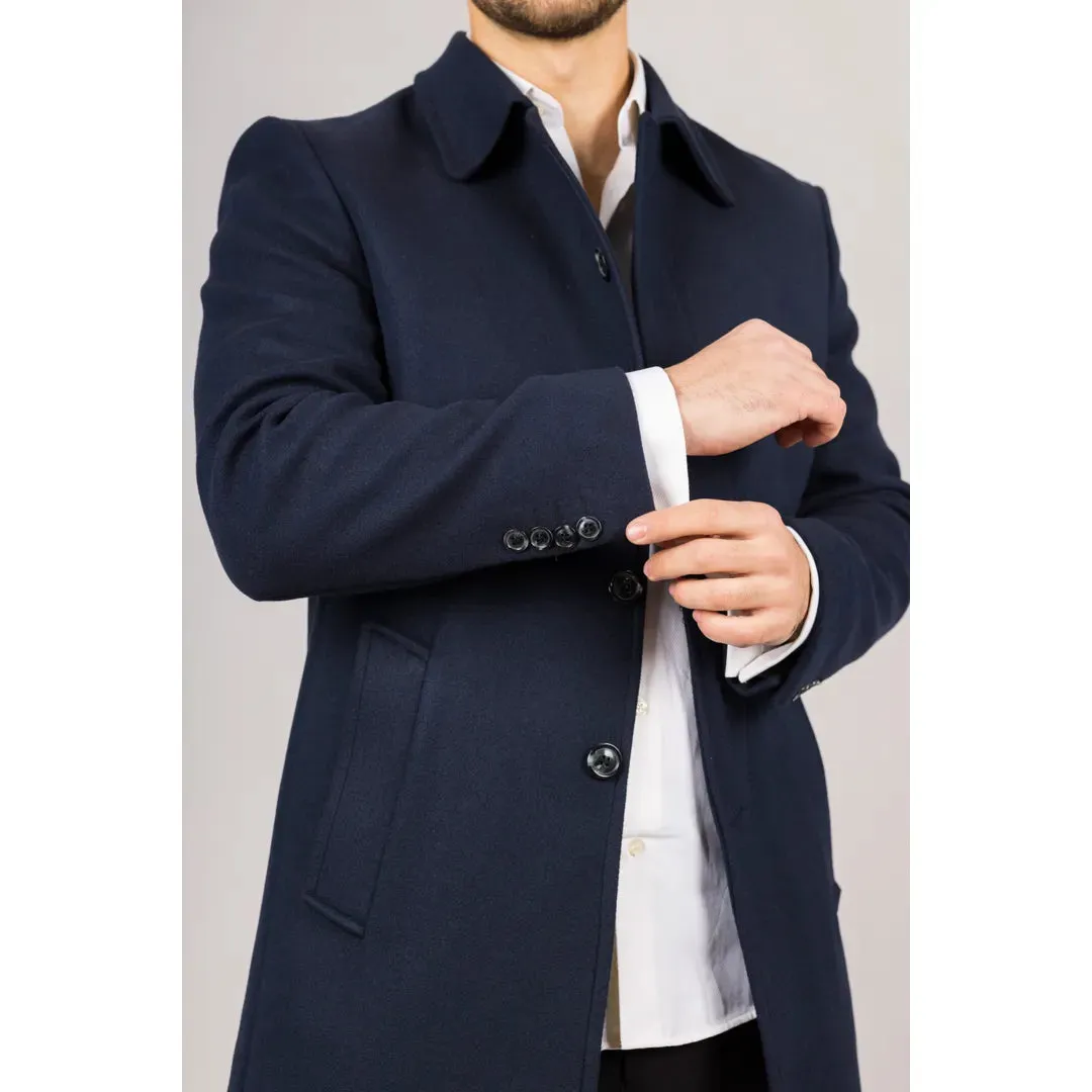 Men's Classic Collar Wool Blend Overcoat