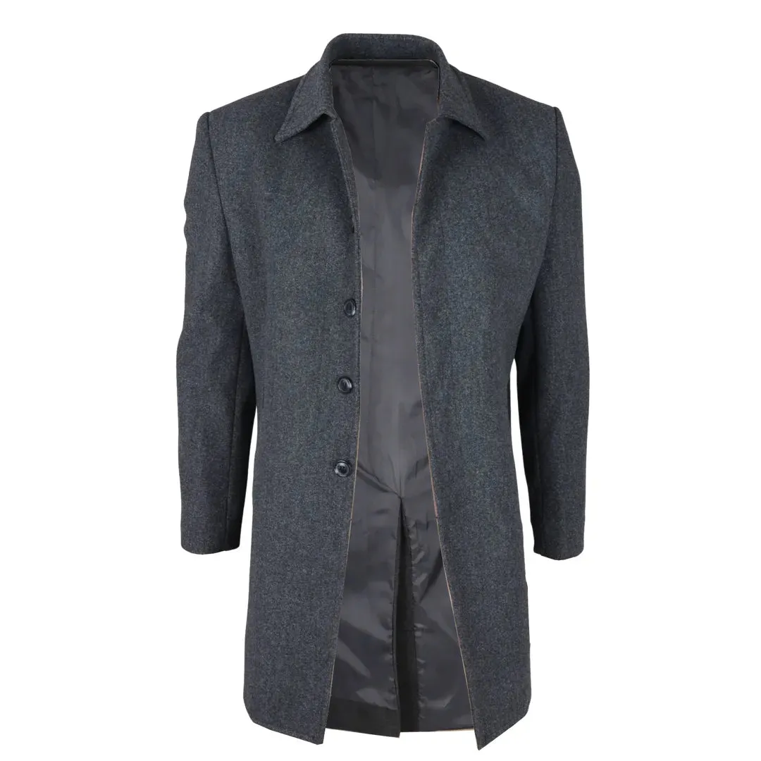 Men's Classic Collar Wool Blend Overcoat