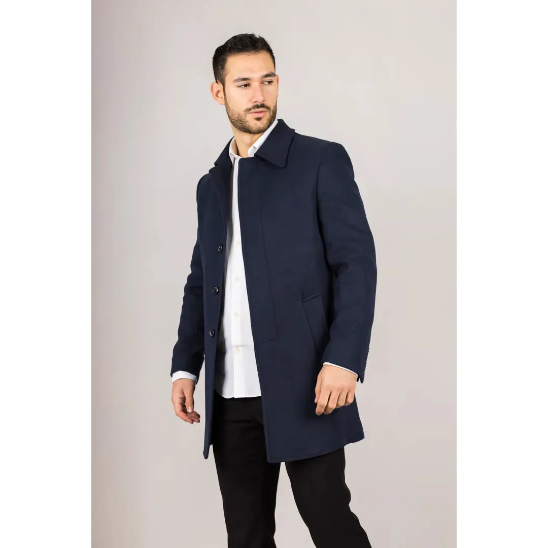 Men's Classic Collar Wool Blend Overcoat