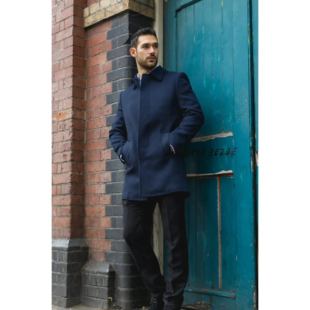 Men's Classic Collar Wool Blend Overcoat