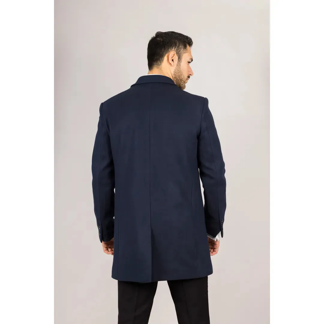 Men's Classic Collar Wool Blend Overcoat