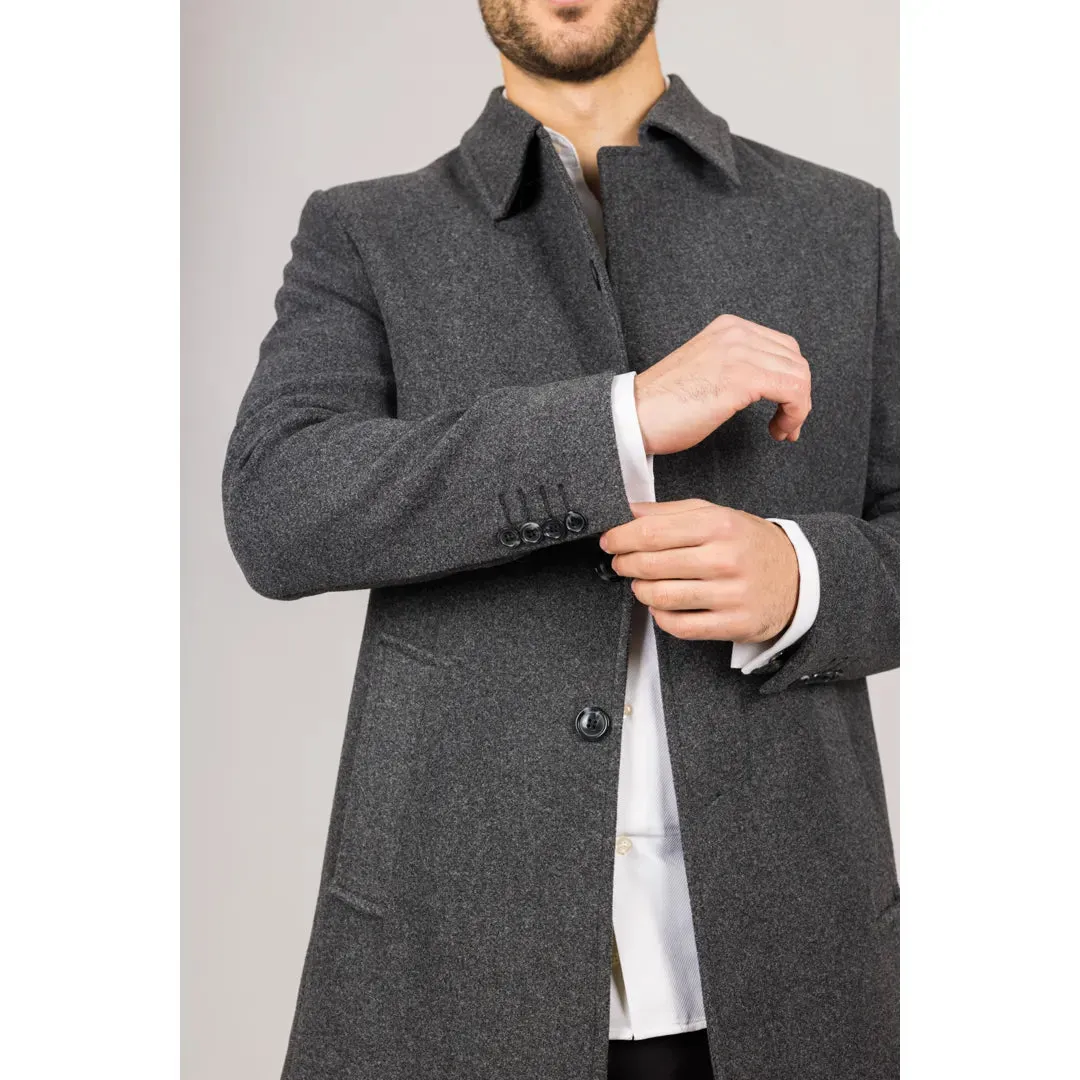 Men's Classic Collar Wool Blend Overcoat