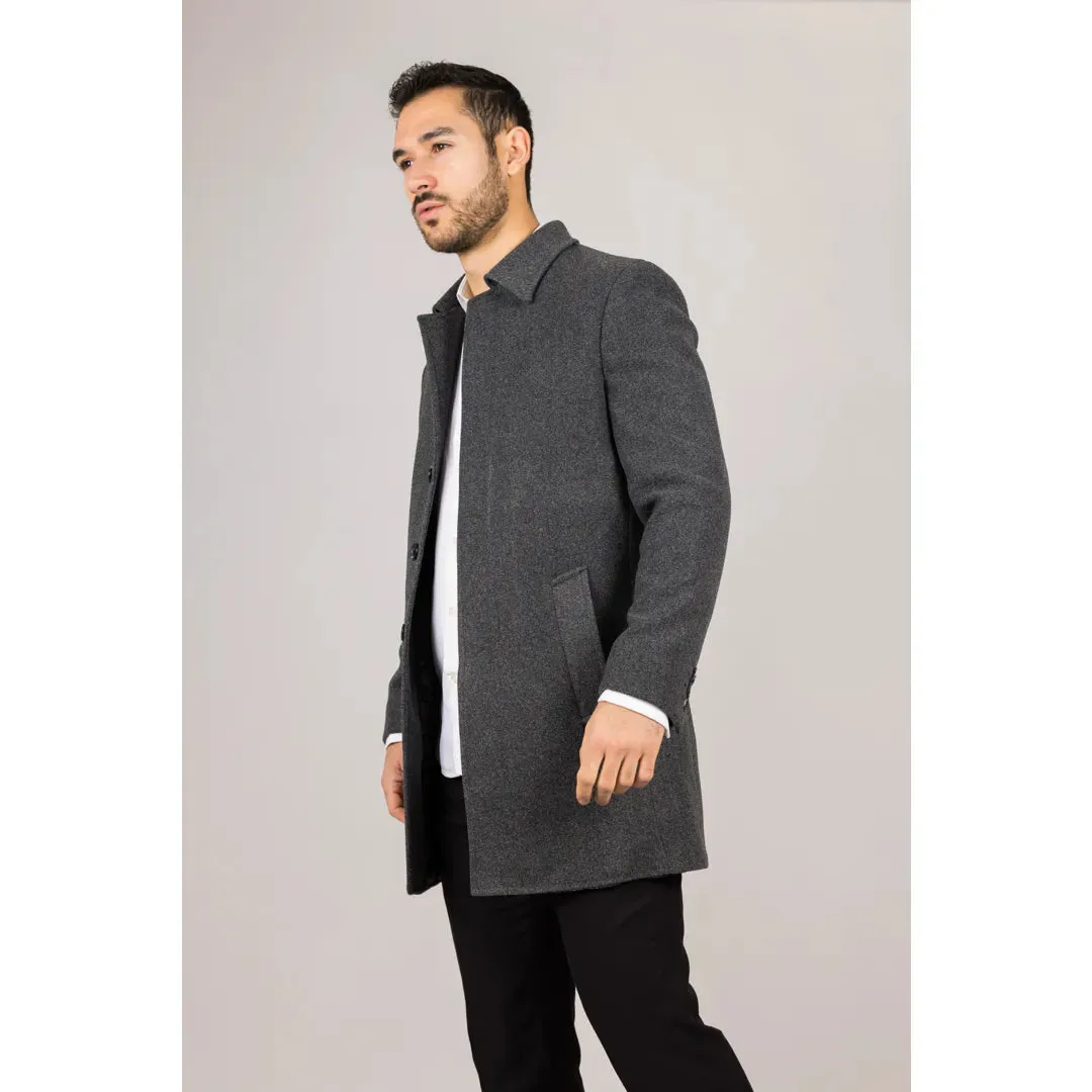 Men's Classic Collar Wool Blend Overcoat