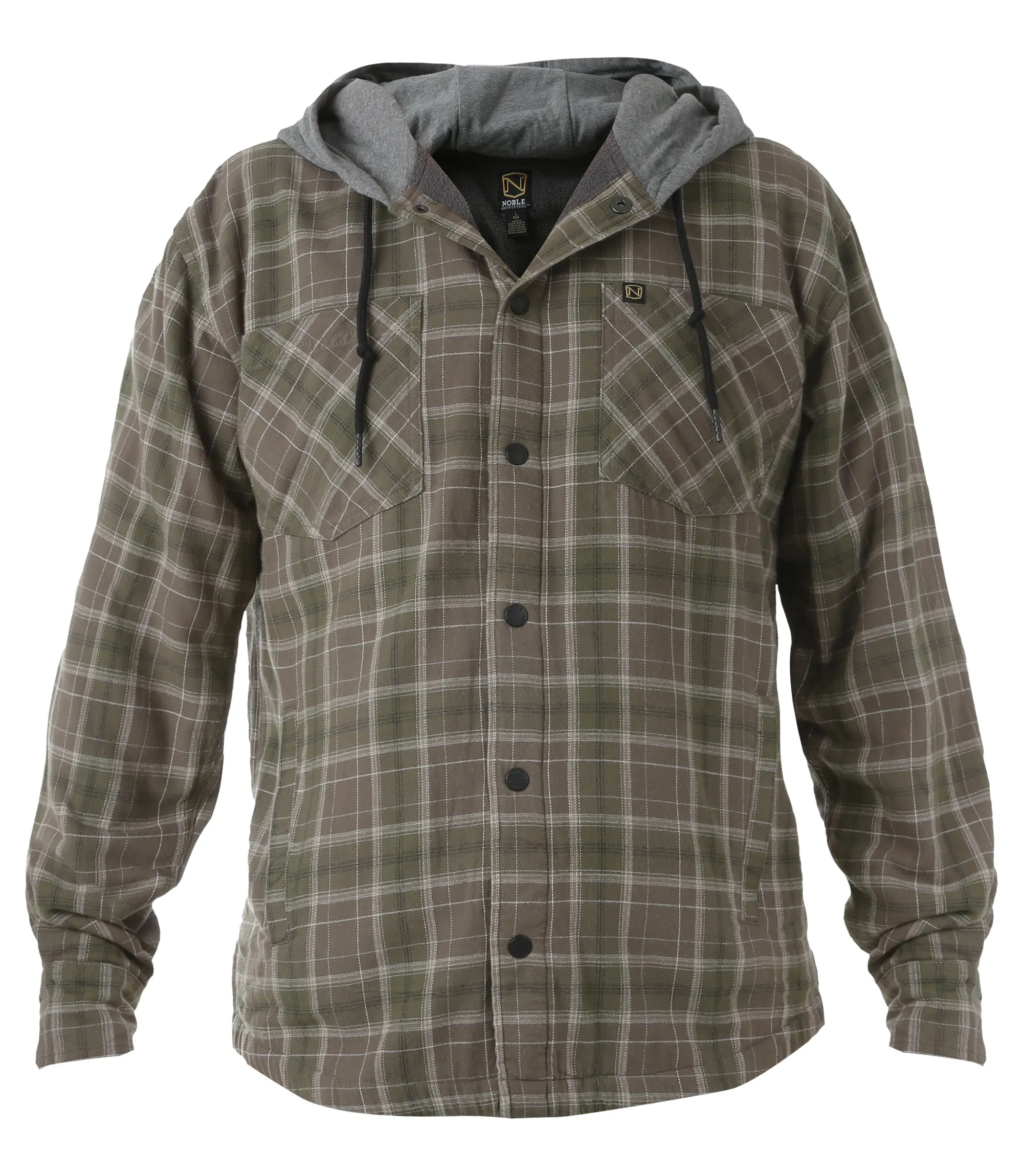 Men's Hooded Fleece Lined Flannel Shirt Jacket