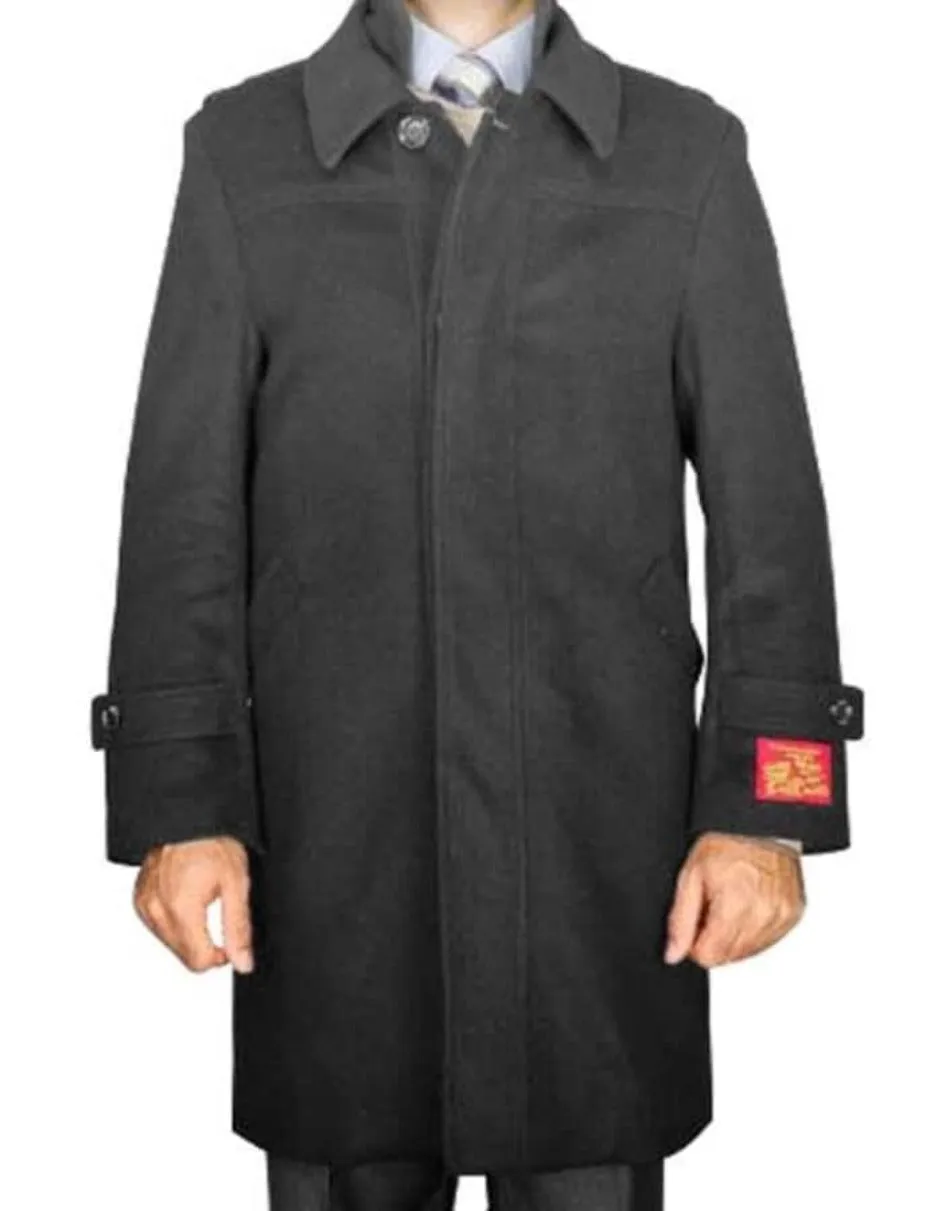 Mens Overcoat - Topcoat For Men - Winter Fabric - Dark Grey Wool / Blend Modern Coat - Mens Overcoat