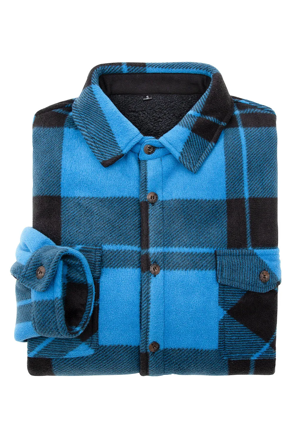 Men's Sherpa Fleece Lined Shacket,Button Down Plaid