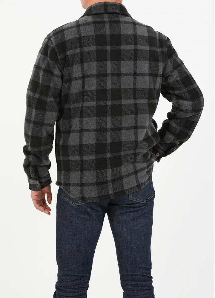 Men's Sherpa Fleece Lined Shacket,Button Down Plaid