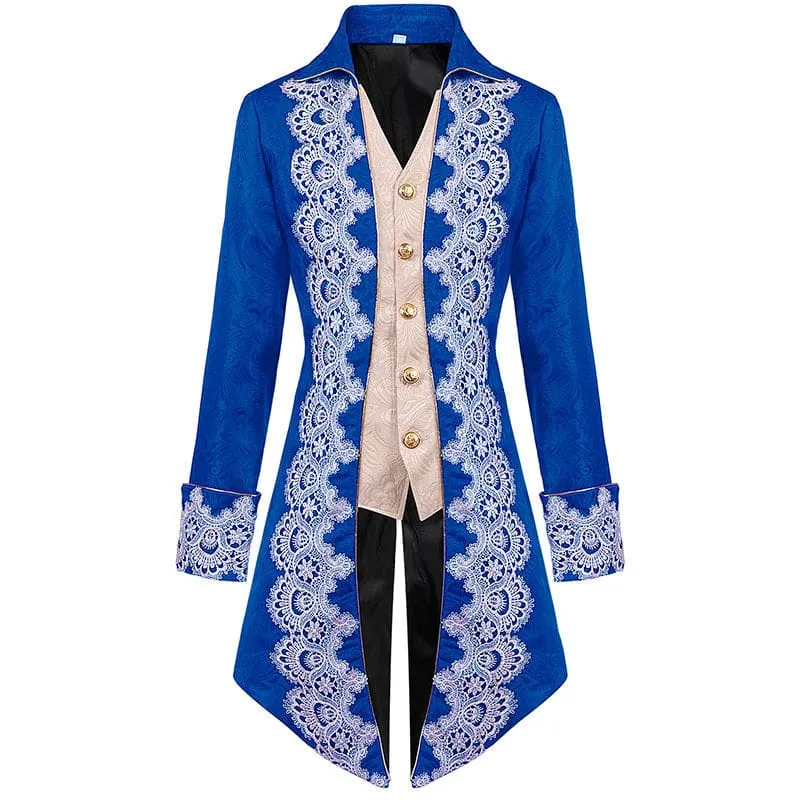 Men's Steampunk Medieval Dovetail Costume with Lace Trim and Vest