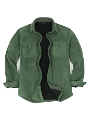 Men's Warm Sherpa Lined Fleece Shirt Jacket