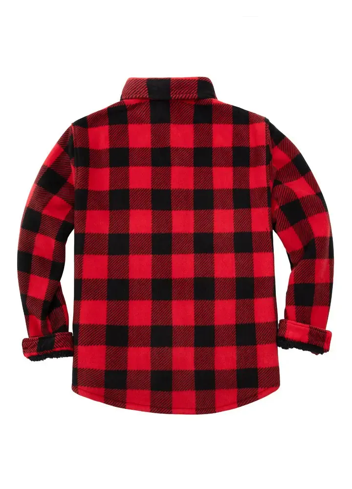 Men's Warm Sherpa Lined Plaid Shirt Jacket (Sherpa Lined Throughout)