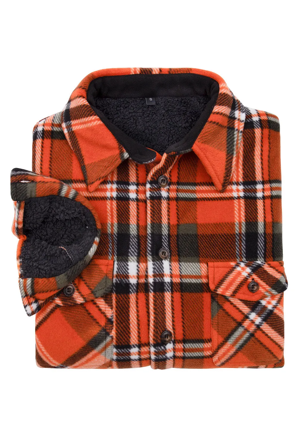 Men's Warm Sherpa Lined Plaid Shirt Jacket (Sherpa Lined Throughout)