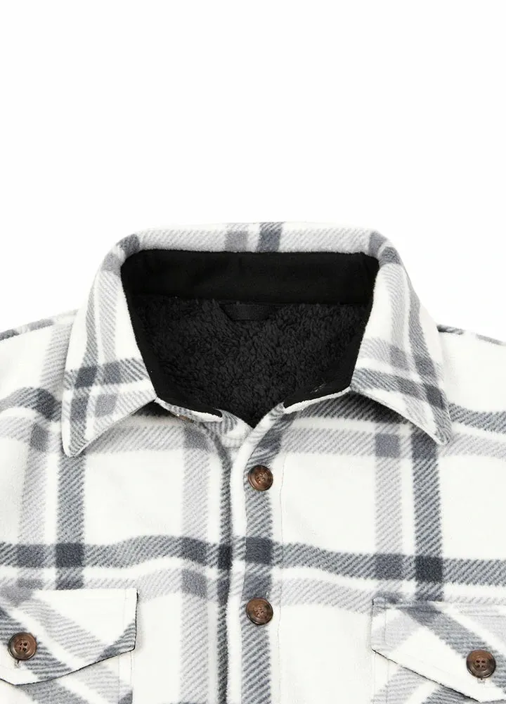 Men's Warm Sherpa Lined Plaid Shirt Jacket (Sherpa Lined Throughout)