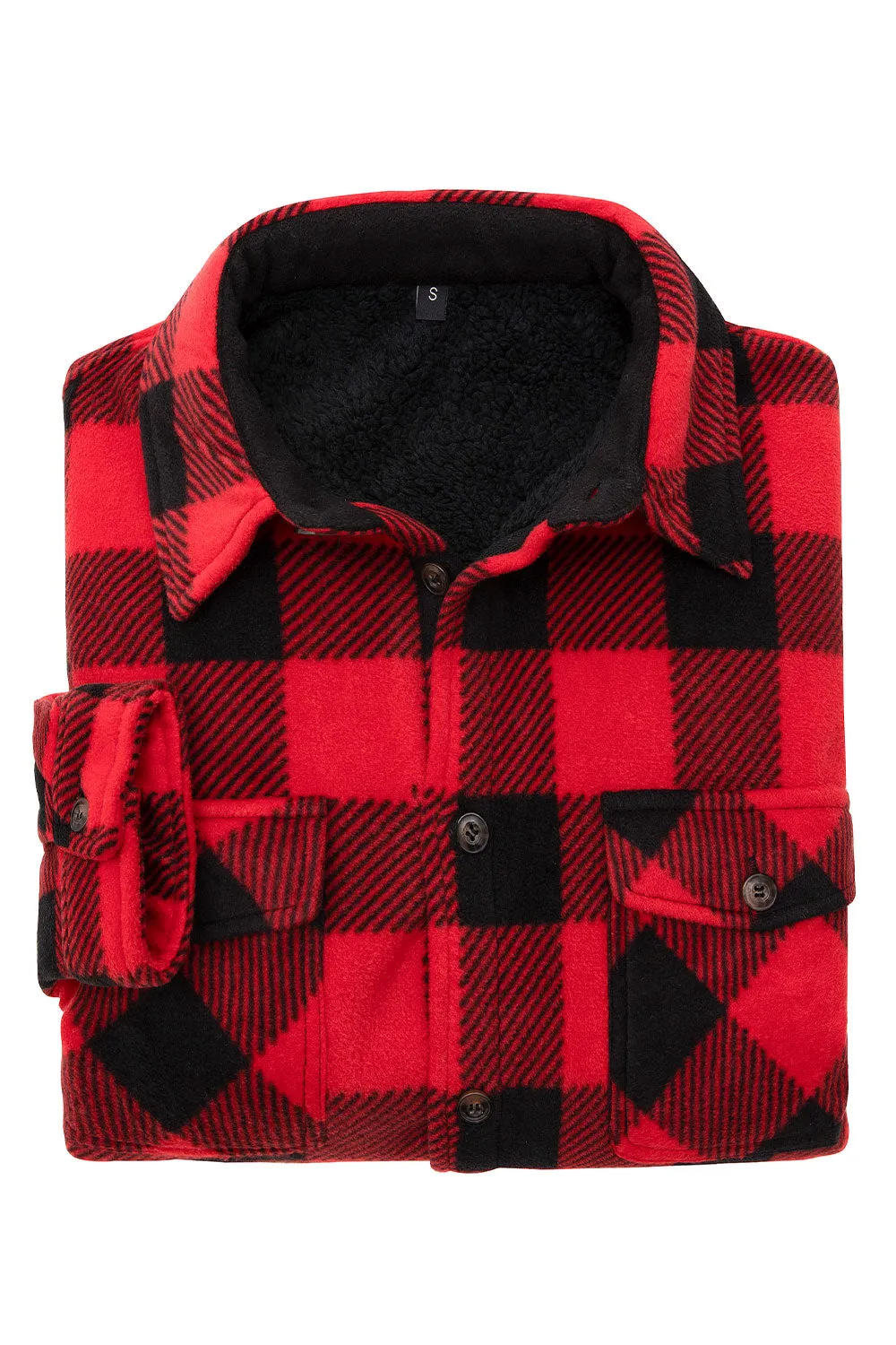 Men's Warm Sherpa Lined Plaid Shirt Jacket (Sherpa Lined Throughout)