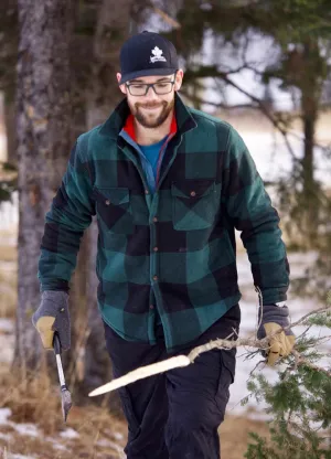 Men's Warm Sherpa Lined Plaid Shirt Jacket (Sherpa Lined Throughout)