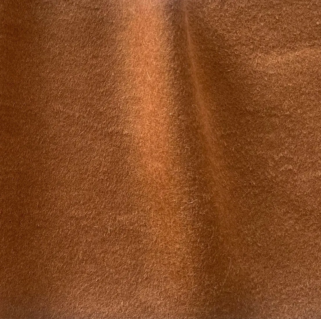 Mid-Weight Cognac Wool Blend Melton Coating