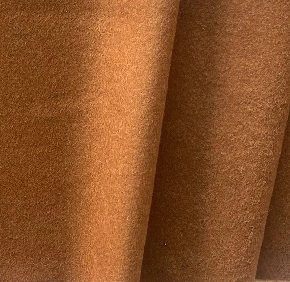 Mid-Weight Cognac Wool Blend Melton Coating