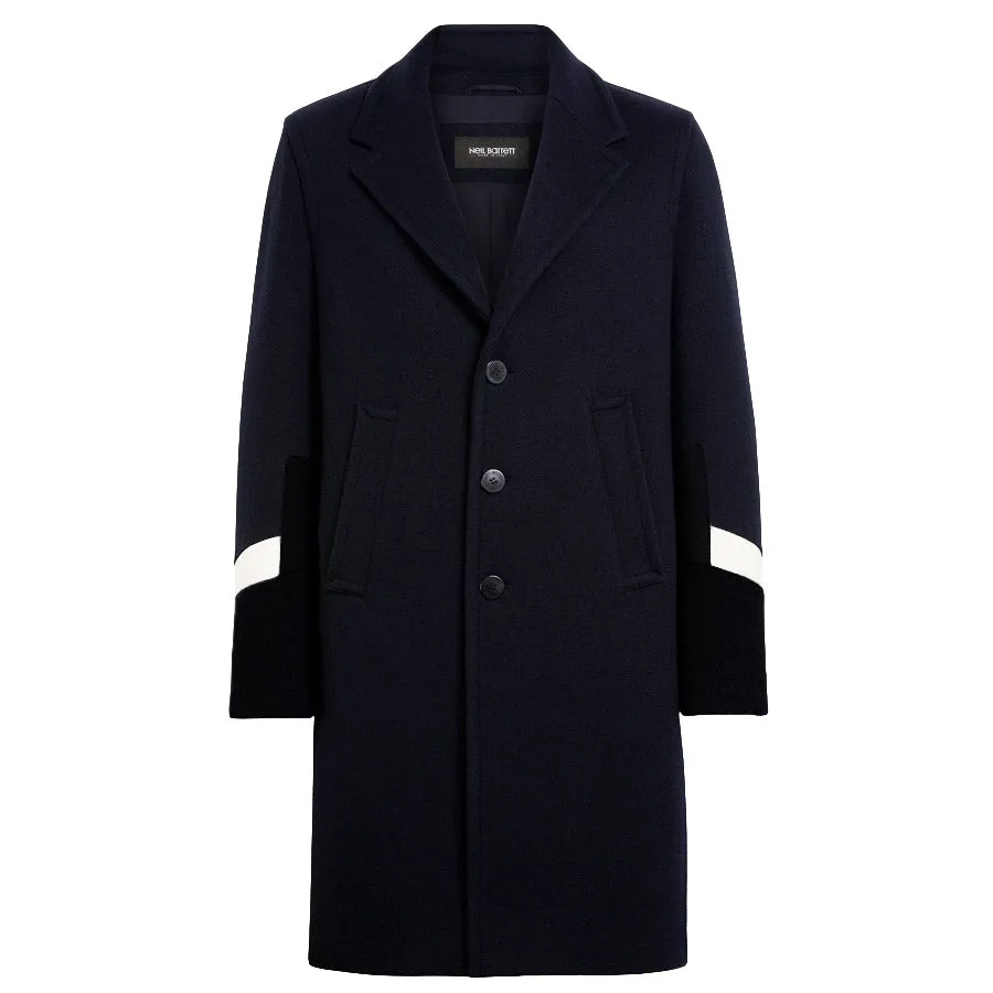 Neil Barrett - Modernist Cuff Doubleface Overcoat in Navy