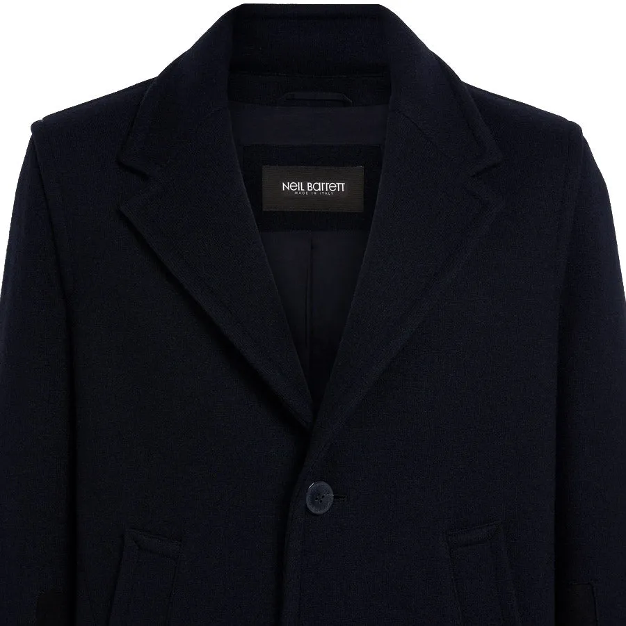 Neil Barrett - Modernist Cuff Doubleface Overcoat in Navy