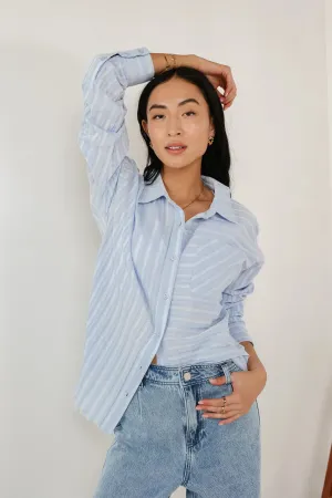 Nyah Striped Button Up in Blue - FINAL SALE