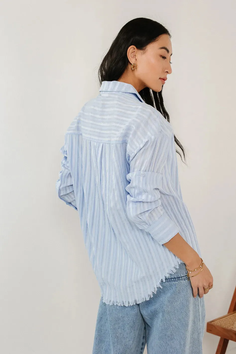 Nyah Striped Button Up in Blue - FINAL SALE