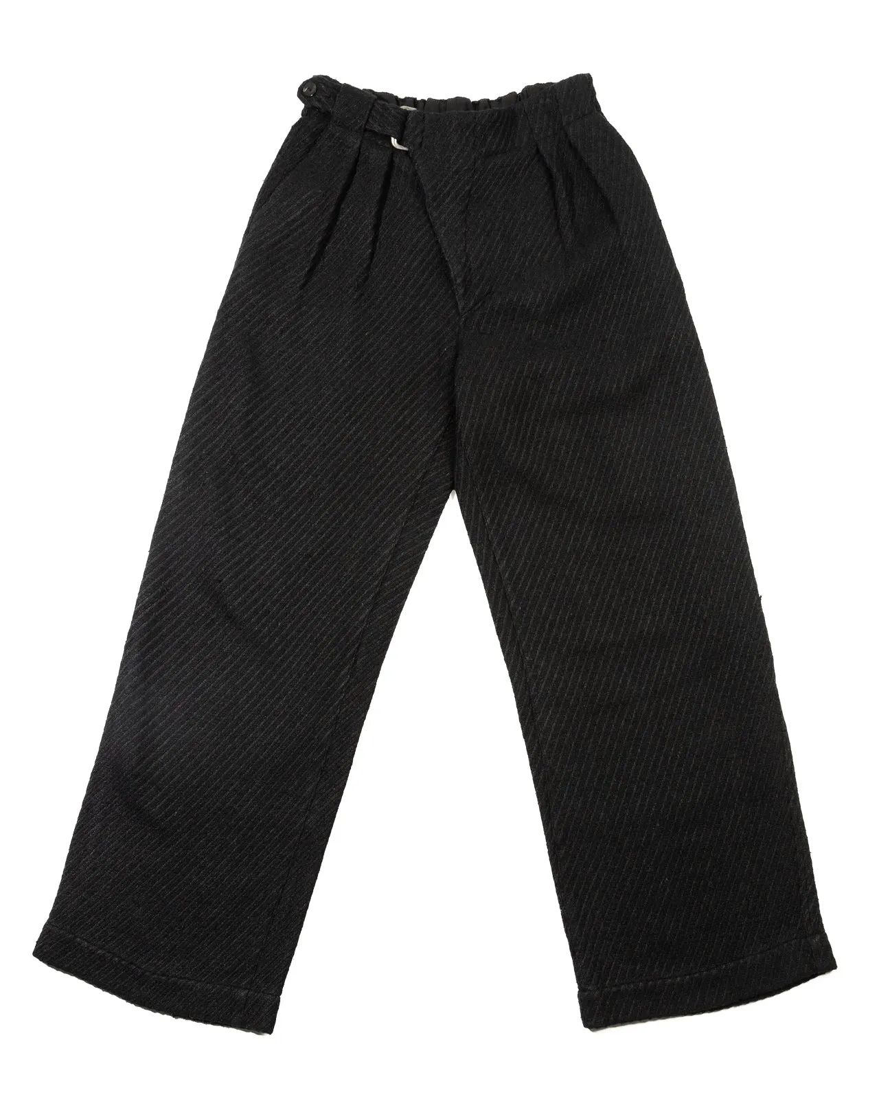 Oblique Trousers - Black Tussah Silk Tweed