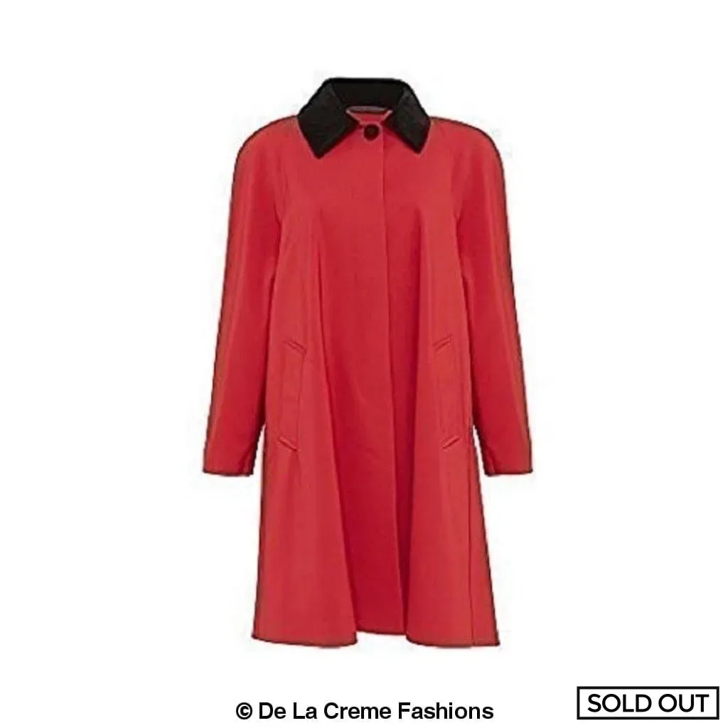 Oversized Velvet Trim Lightweight Swing Coat (8026-SP)