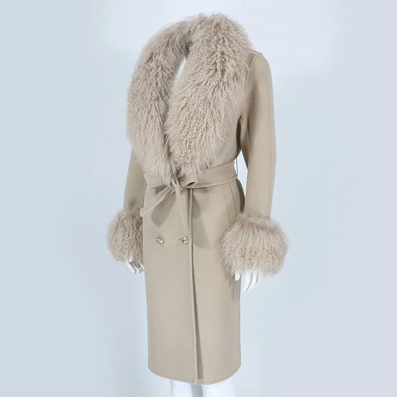 Perfect Opportunity Women's Double Breasted Belt Overcoat