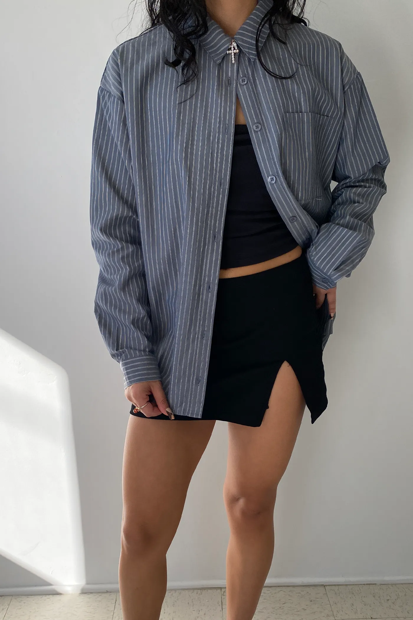 Pin Stripe Long Sleeve Top