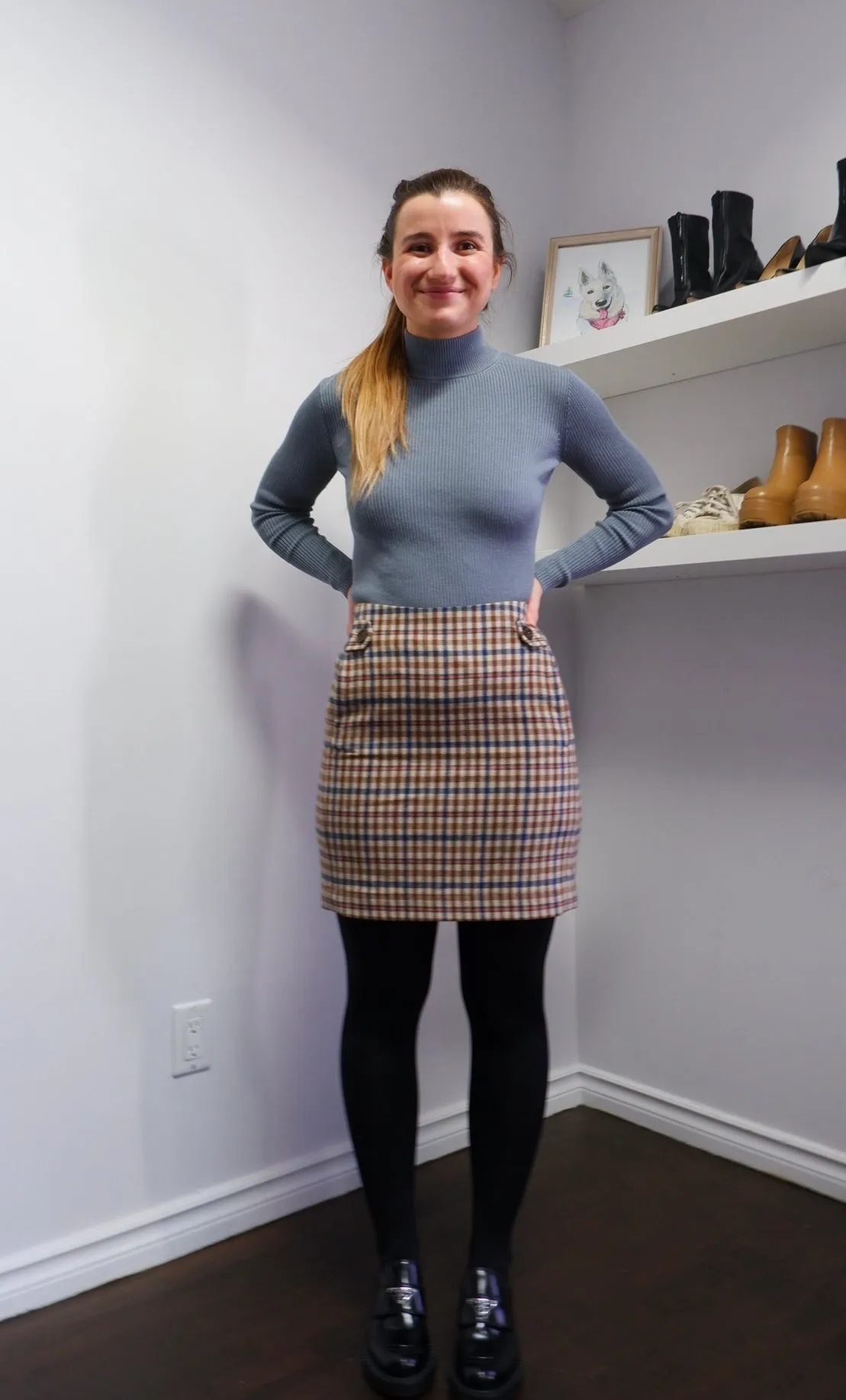 Preppy Wool-Blend Plaid Mini Skirt - 2/4